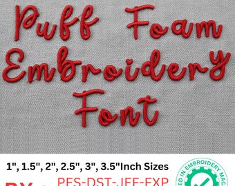 BubbleLine 3D Puff Foam Embroidery design Font –Puffy Satin Stitch Letters - BX format - 6 Sizes