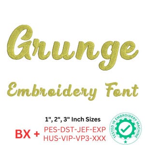 Grunge Embroidery Font - Uppercase, Lowercase, Numbers | 1&quot;, 2&quot;, 3&quot; Sizes | BX and 8 Formats | Machine Embroidery Design