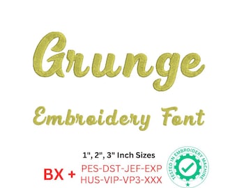 Grunge Embroidery Font - Uppercase, Lowercase, Numbers | 1", 2", 3" Sizes | BX and 8 Formats | Machine Embroidery Design