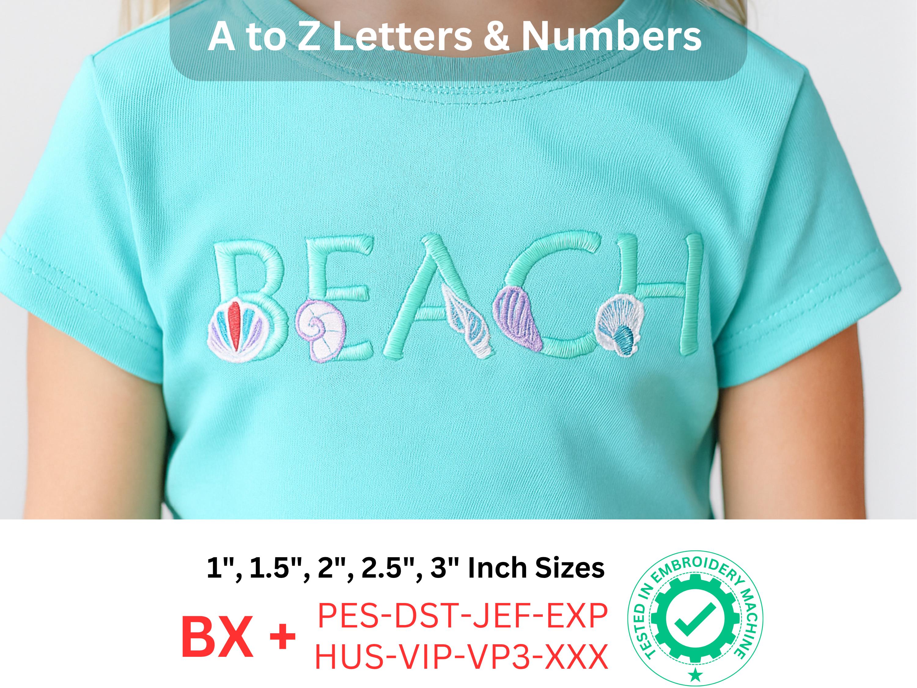 Seashell Alphabet Embroidery Font | A–Z Letters & 0–9 Numbers | Beach ...