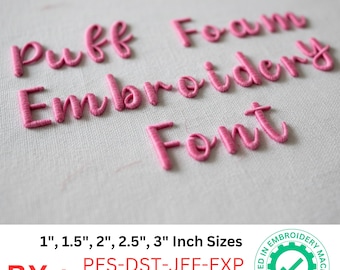 NeatStroke Puff Foam Embroidery design Font, 3D Puffy Alphabet Satin Stitch, Machine Embroidery Alphabets - BX format - 5 Sizes