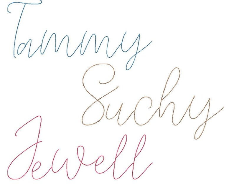 Jewell Script Rose Mood Embroidery Font: Elegant Back Stitch Script (BX + 8 Formats ...