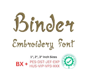 Binder Embroidery Font - Uppercase, Lowercase, Numbers | 1", 2", 3" Sizes | BX and 8 Formats | Machine Embroidery Design