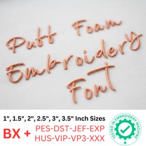 Diseño de bordado a máquina Grace Flow puff, fuente, alfabeto 3D con puntada de satén, formato BX, 6 tamaños
