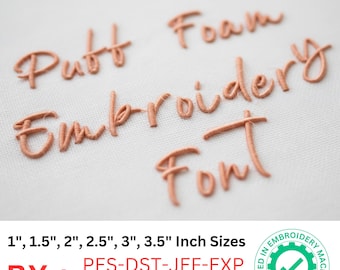 Grace Flow puff Machine Embroidery design Font, 3D Puffy Alphabet Satin Stitch - BX format - 6 Sizes