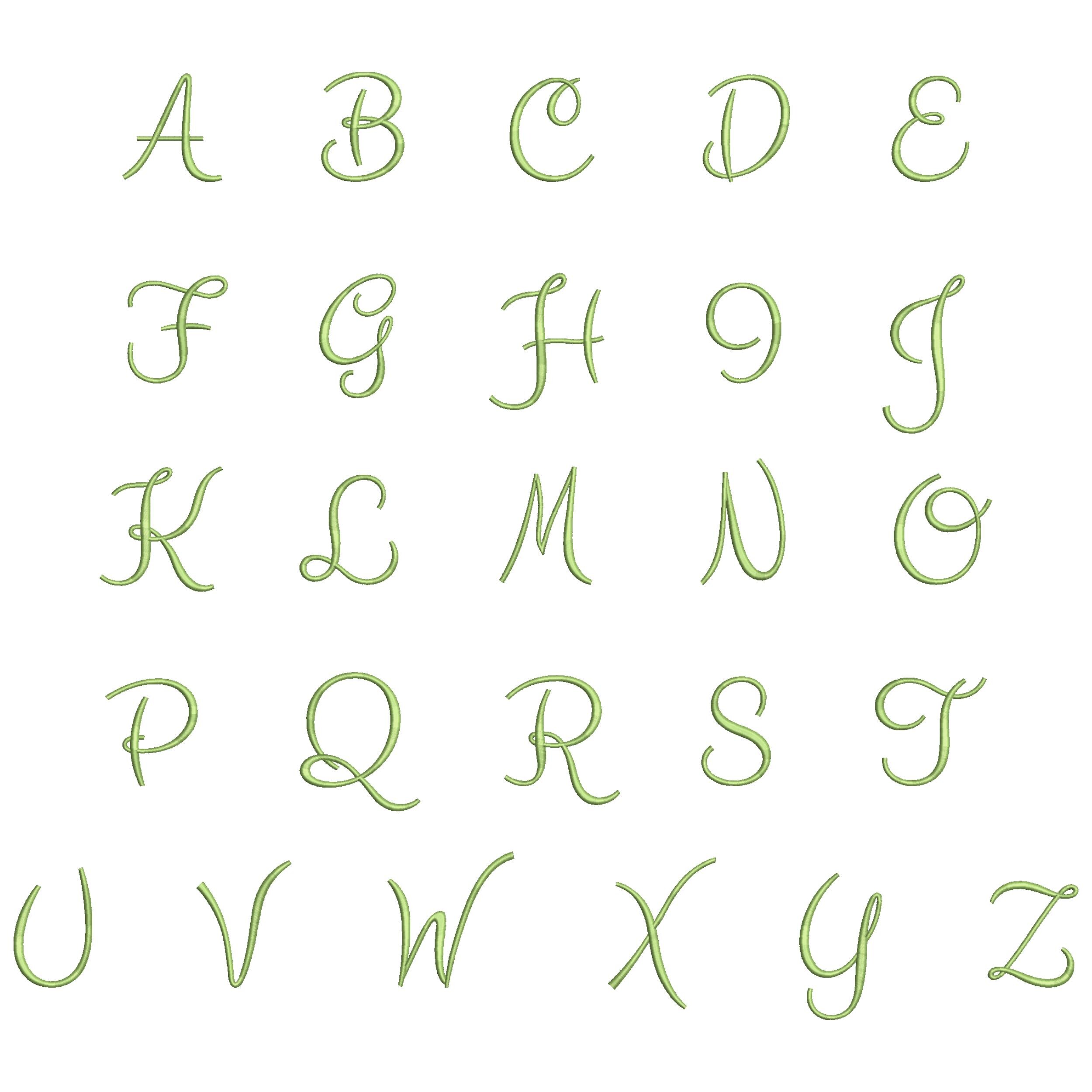 Puff Carre Script 3D Puff Script Embroidery Font – Puffy Satin Stitch Alphabet – Machine ...