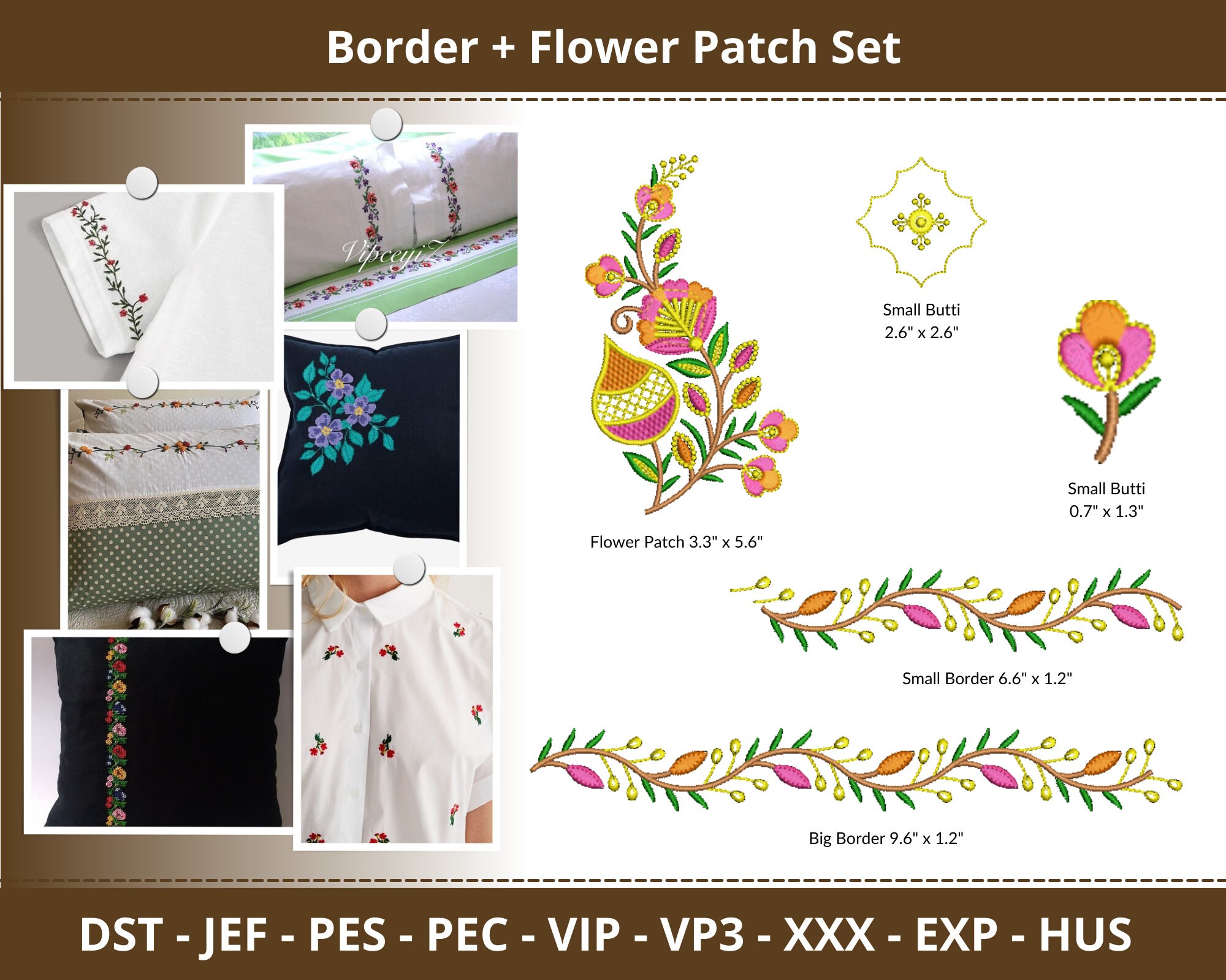 Border With Flower Patch Machine Embroidery Designs, Floral Border ...