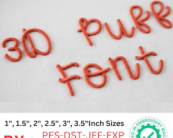 Smooth Rope Script 3D Puff Foam Embroidery design Font, Puffy Satin Stitch Letters- BX format - 6 Sizes