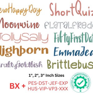 10 Embroidery Font Bundle, Machine Embroidery Design, bx font, Alphabet Embroidery Pattern, 3 Size, 8 Formats, BX Font, Instant Download
