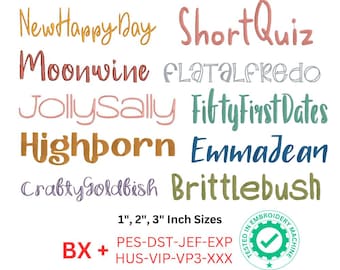 10 Embroidery Fonts, Machine Embroidery Design, Alphabet Embroidery Pattern, 3 Size, 8 Formats, BX Font, Instant Download