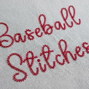 Baseball Stitches Font - Script Embroidery Font - Sporty Stitch Machine Embroidery Alphabet Design | BX + 8 File Formats
