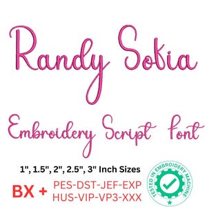 Randy Sofia Script Embroidery Font, Romantic & Timeless Embroidery Letters, Embroidery Alphabet - Instant Download
