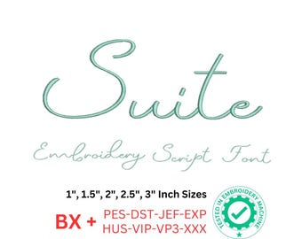 Fuente de bordado Suite Script: Diseño de monograma a máquina (5 tamaños)