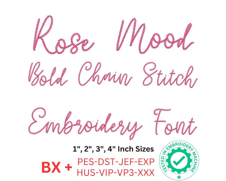 Bold Chain Stitch Embroidery Font - Elegant Script Machine Embroidery ...
