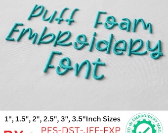 Loop Line Puff Foam Embroidery Font – 3D Puffy Embroidery Alphabet - BX format - 6 Sizes