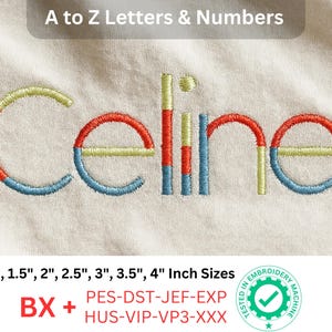 Color Bar Embroidery Font | Multicolor Satin Stitch embroidery design l BX + 8 File Formats