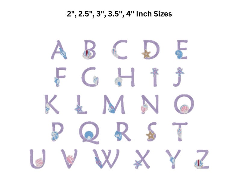 Sea Shell Rfont Seashell Alphabet Embroidery Font | A–Z Letters & 0–9 Numbers | Beach ...