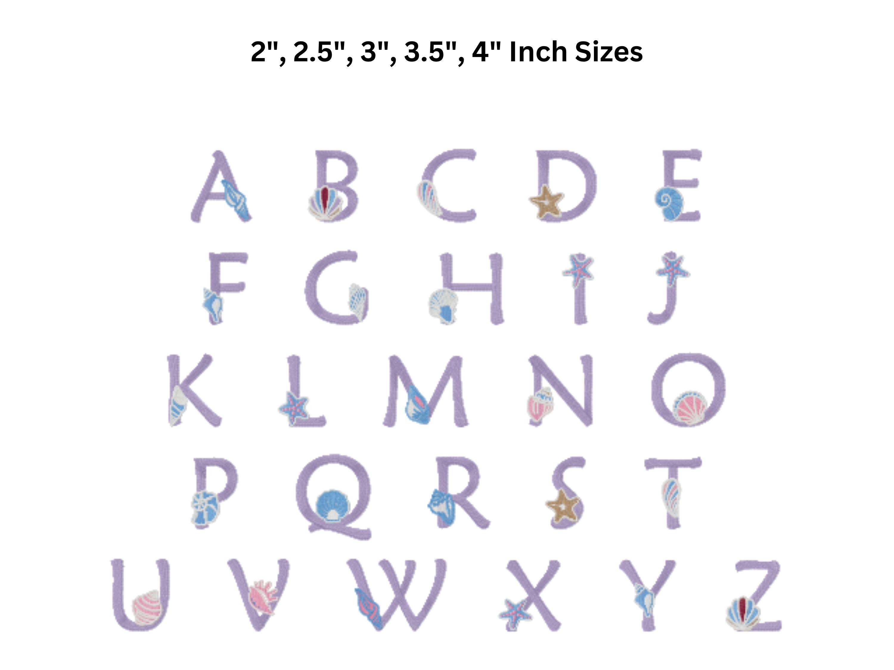 Seashell Alphabet Embroidery Font | A–Z Letters & 0–9 Numbers | Beach ...