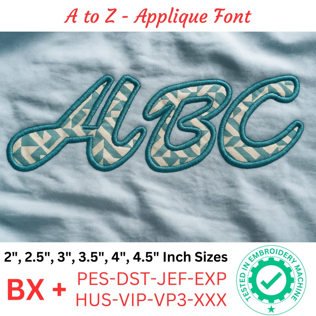 Cursive Applique Embroidery Font A to Z | Retro Script Machine ...