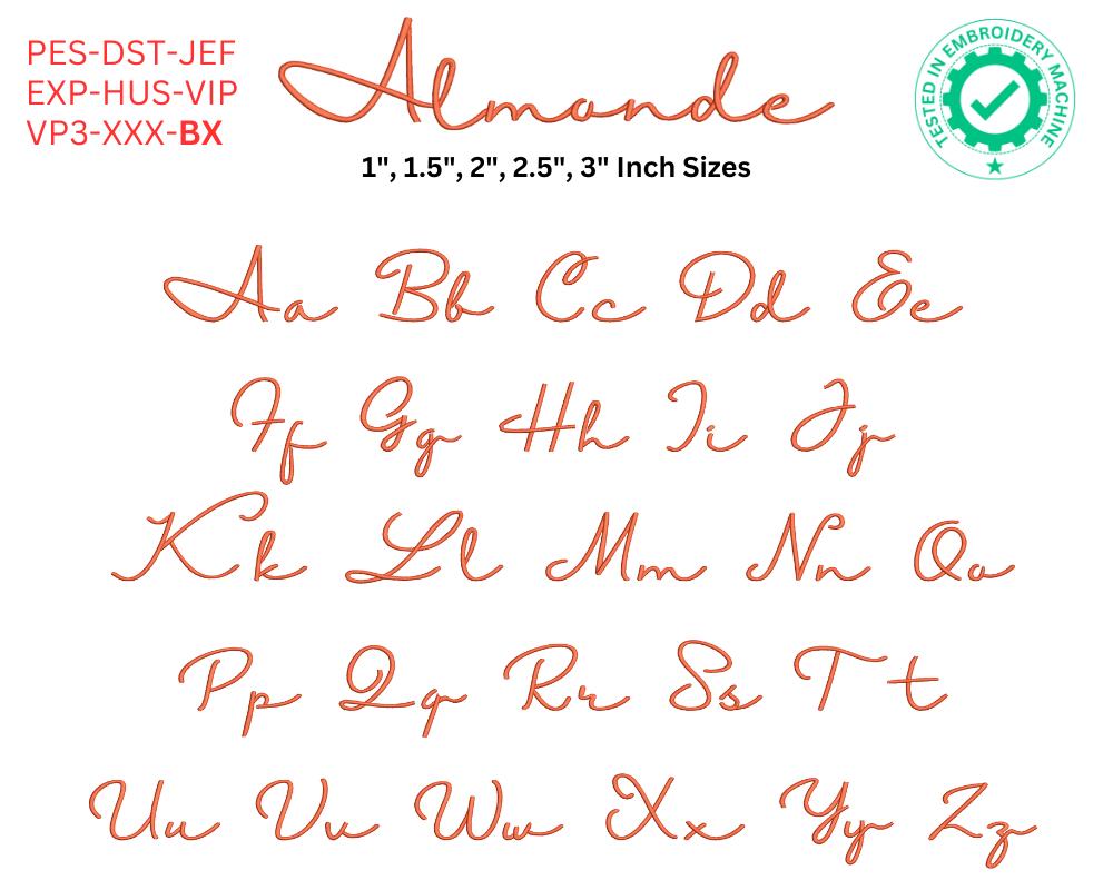 10 Embroidery Script Font Bundle, Alphabet Embroidery Pattern, 5 Size ...