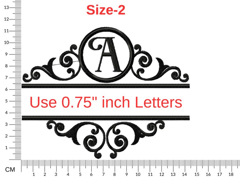 Flanked Letter Elegant Split Monogram Frame Embroidery Font A-Z | 3 Sizes - Etsy