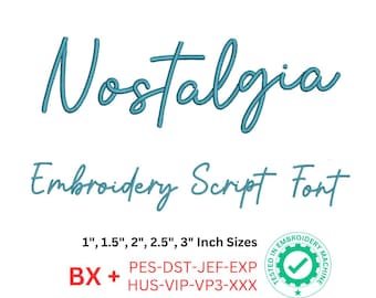 Nostalgia Script Font, Machine Embroidery Design, Nostalgia Script bx font, Monogram Alphabet Embroidery Pattern, 5 Size, 8 Formats, BX font