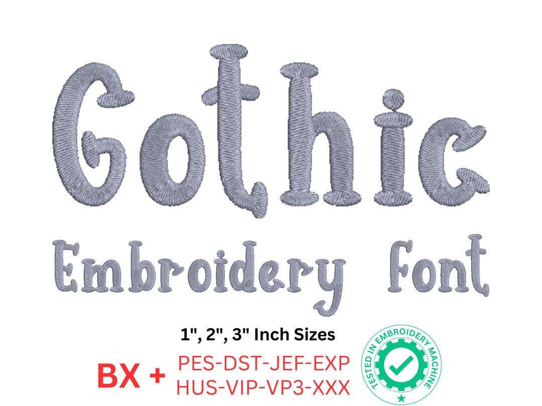 Gothic Embroidery Font - Elegant and Ornate Alphabet - 3 Sizes ...