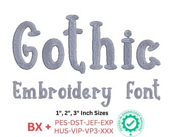 Gothic Embroidery Font - elegant and ornate alphabet - 3 Sizes - Instant Download