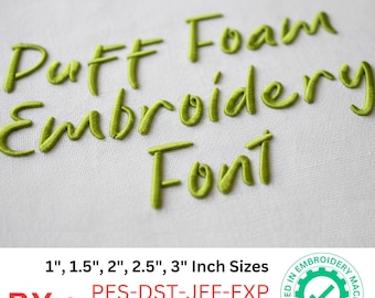 Smooth Vine 3D Puff Foam Embroidery design Font | Puffy Satin Stitch Alphabet Machine Embroidery Font - BX format - 5 Sizes