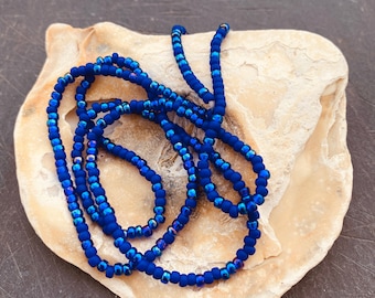 Third-Eye Chakra "I See" African waist-beads in matte & luminous blue