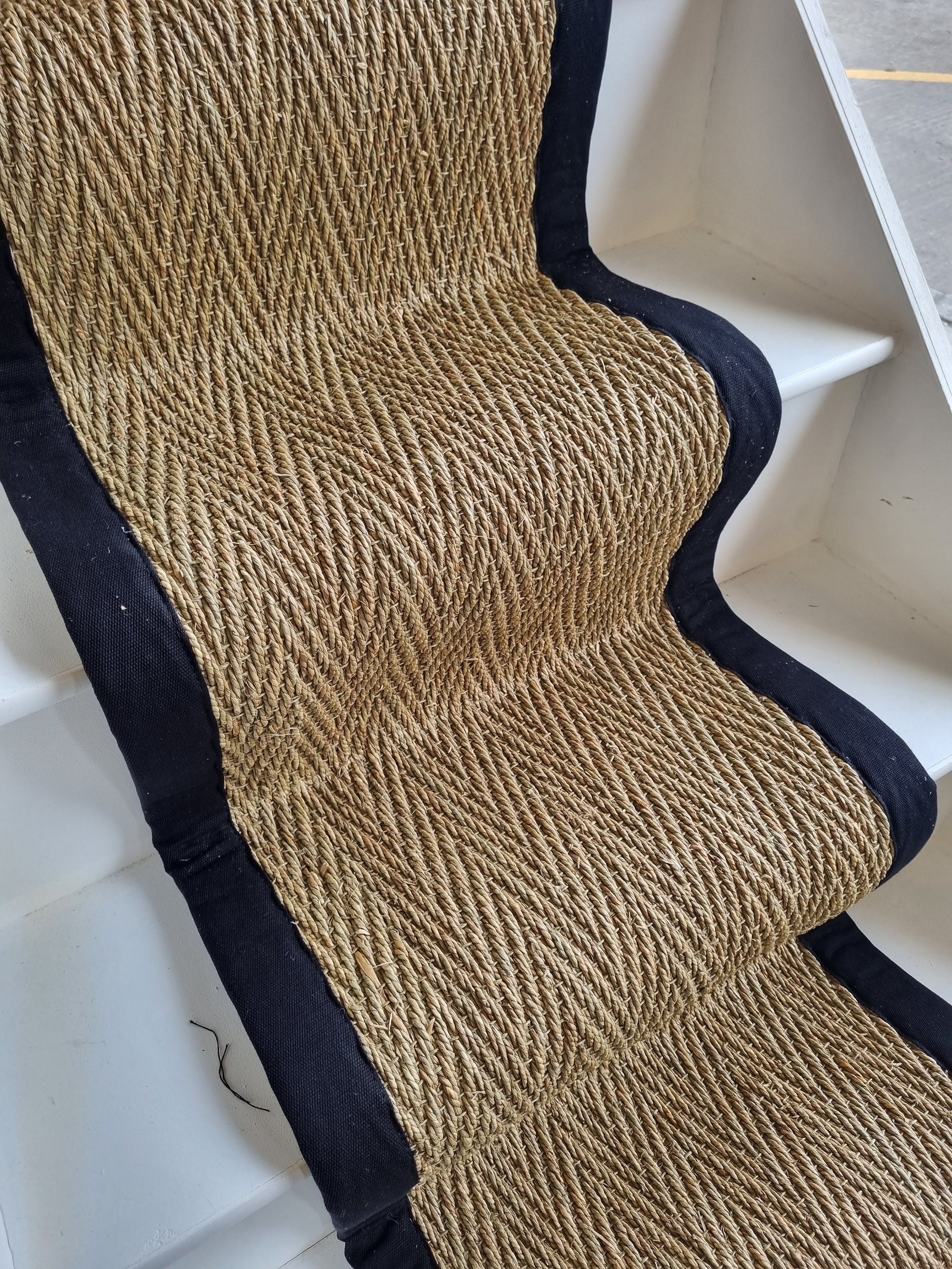 Seagrass Herringbone Carpet Stair Runner With Black Cotton Border - Etsy, image size:2250x3000