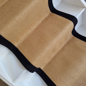 Jute herringbone pattern carpet stair runner with cotton border FREE DELIVERY