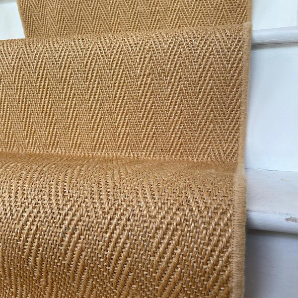 Sisal herringbone golden carpet stair runner, made to measure size from Alternative flooring Hampton