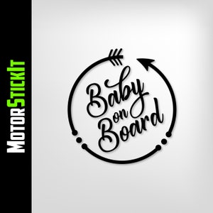 Naklejka na samochód „Baby on Board” – Pretty Arrow Circle