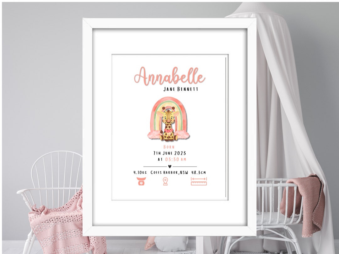 Personalised Baby Birth Digital Print, Custom Newborn Wall Art, Nursery ...