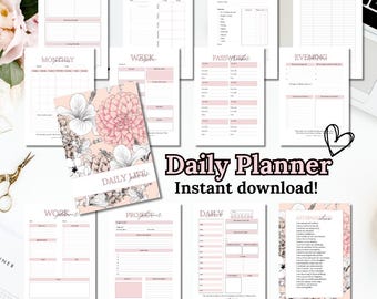 Printable Daily Planner, Daily Organizer, Planner Printable, Productivity Tool, Life Planner, Habit tracker, Daily goals, Instant Download