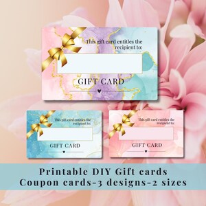 Tarjetas de regalo imprimibles, 3 diseños, 2 tamaños, descarga instantánea, tarjeta de cumpleaños, tarjeta personalizable, regalo DIY