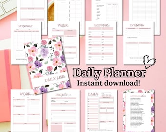 Printable Daily Planner, Daily Organizer, Planner Printable, Productivity Tool, Life Planner, Habit tracker, Daily goals, Instant Download
