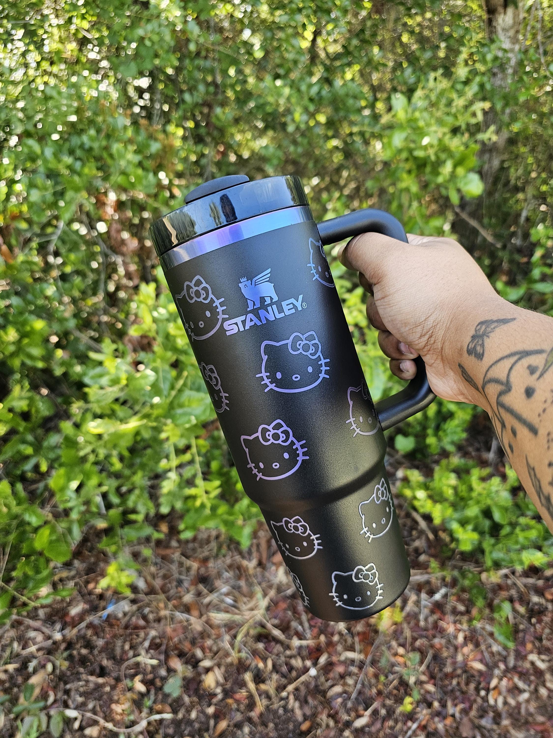 Kitty Laser Engraved Stanley Tumbler | Cute Yeti | Owala | Pink | Hello | Gifts for Wife | Kawaii | Girlfriend | 30OZ | 40OZ | Iridescent