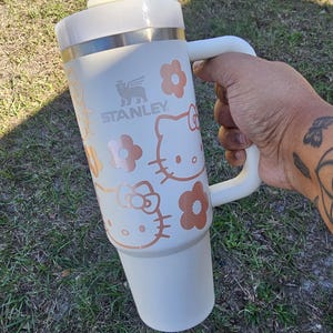 Kitty Stanley Tumbler | Cute Halloween Yeti | Owala | Stanley | Pink | Hello | Gifts for Wife | Kawaii | White |Girlfriend | 30OZ | 40OZ