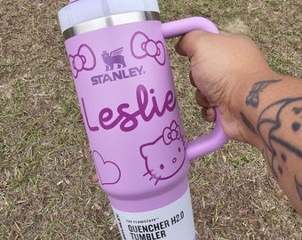 Vaso Kitty Stanley / Lindo Yeti de Halloween / Owala / Stanley / Lila / Hola / Regalos para esposa / Kawaii / Regalos para novia / 30 oz / 40 oz