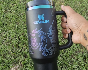 Wizard Laser Engraved Stanley Tumbler | Cute Yeti | Owala | Chrome | Witch | Gifts for Wife | Kawaii | Gifts for Girlfriend | 30OZ | 40OZ