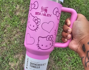 Vaso Kitty Stanley / Lindo Yeti de Halloween / Owala / Stanley / Rosa / Hola / Regalos para esposa / Kawaii / Regalos para novia / 30 oz / 40 oz