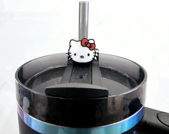Kitty Stanley Tumbler Straw Topper | Cute Halloween Yeti | Owala |  | Hello | Gifts for Wife | Kawaii |  Gifts for Girlfriend | 30OZ | 40OZ