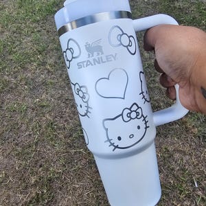 Kitty Stanley Tumbler | Cute Halloween Yeti | Owala | Stanley | Silver | Hello | Gifts for Wife | Kawaii | Pink |Girlfriend | 30OZ | 40OZ