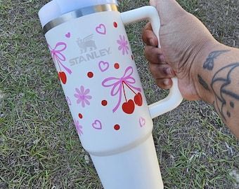 Cherries & Bows Stanley Tumbler | Cute Coquette | Koala | Stanley | Pink | Gifts for Wife | Kawaii | Girlfriend | 30OZ | 40OZ