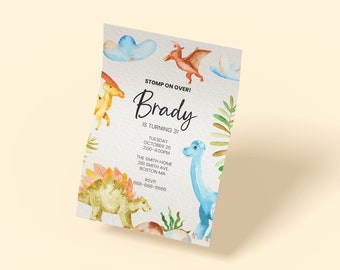 Invitación de cumpleaños de dinosaurio para niños / invitación de cumpleaños de fiesta de dinosaurios / invitación temática de Dino digital / editable / lindas invitaciones imprimibles