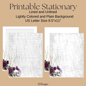 Printable Writing Paper, Skull, Floral, Printable Stationary, Journal Paper, Goth Stationary, Journaling Writing Paper,