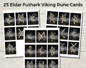 Eldar Futhark Rune Set Tarjetas Imprimibles, Runas Vikingas Descargables, Runas Nórdicas Tarjetas Imprimibles, Manifestation Deck, Oracle Cards,