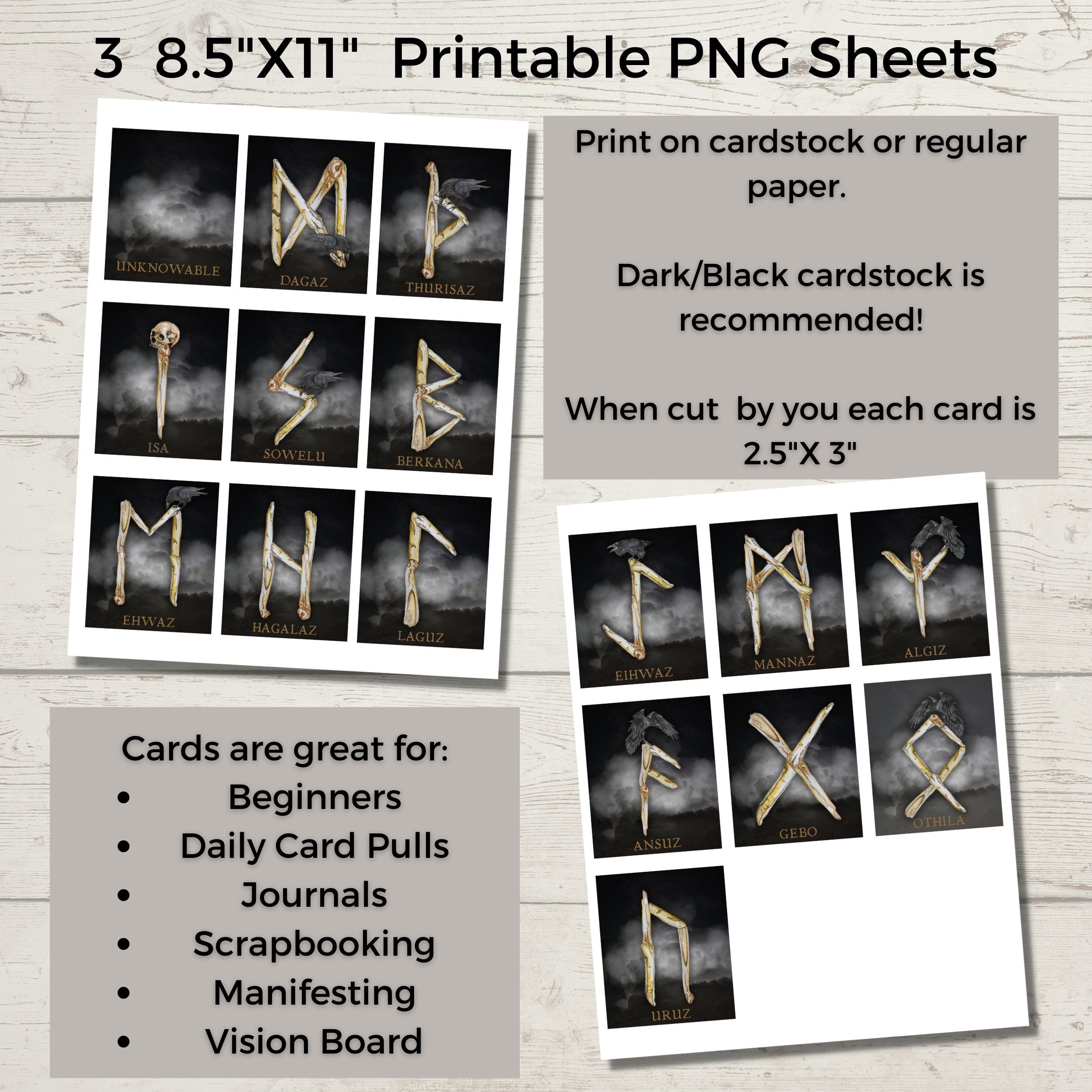 Eldar Futhark Rune Set Printable Cards Downloadable Viking - Etsy